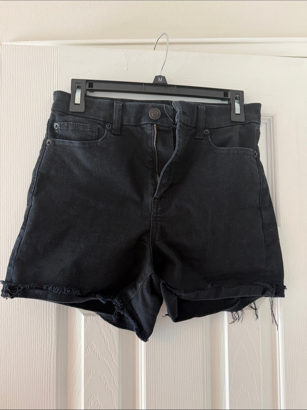 American Eagle Outfitters Black High-Rise Cutoff Denim Shorts